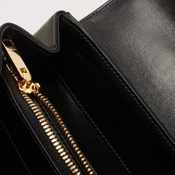 Pre Owned Celine Black Leather Medium Classique 16 Top Handle Bag