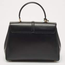 Pre Owned Celine Black Leather Medium Classique 16 Top Handle Bag