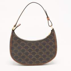 Celine Dark Brown Triomphe Coated Canvas and Leather Ava Hobo