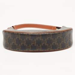 Celine Dark Brown Triomphe Coated Canvas and Leather Ava Hobo