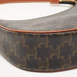 Celine Dark Brown Triomphe Coated Canvas and Leather Ava Hobo