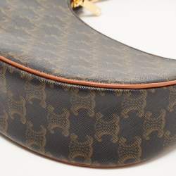 Celine Dark Brown Triomphe Coated Canvas and Leather Ava Hobo