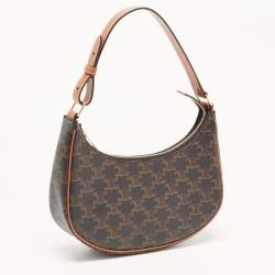 Celine Dark Brown Triomphe Coated Canvas and Leather Ava Hobo