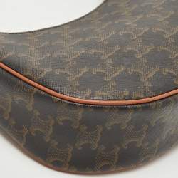Celine Dark Brown Triomphe Coated Canvas and Leather Ava Hobo
