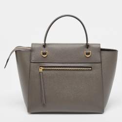 Pre Owned Celine Grey Leather Micro Belt Top Handle Bag