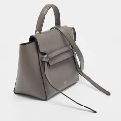 Pre Owned Celine Grey Leather Micro Belt Top Handle Bag