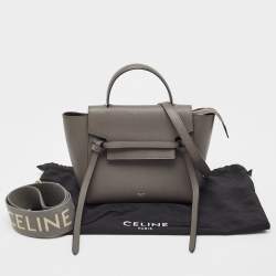 Pre Owned Celine Grey Leather Micro Belt Top Handle Bag