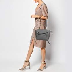 Pre Owned Celine Grey Leather Micro Belt Top Handle Bag