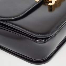 Pre Owned Celine Black Shine Leather Medium Triomphe Shoulder Bag