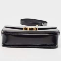 Pre Owned Celine Black Shine Leather Medium Triomphe Shoulder Bag