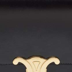 Pre Owned Celine Black Shine Leather Medium Triomphe Shoulder Bag