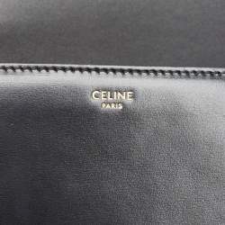 Pre Owned Celine Black Shine Leather Medium Triomphe Shoulder Bag