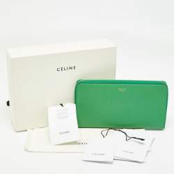 Celine Green Leather Large Zipped Multifunction Wallet