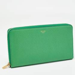 Celine Green Leather Large Zipped Multifunction Wallet