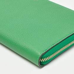Celine Green Leather Large Zipped Multifunction Wallet