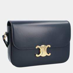 Pre Owned Celine Blue Calfskin Leather Teen Triomphe Shoulder Bag