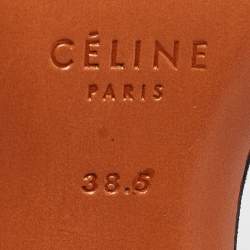 Pre Owned Celine Grey/Black Python Leather and Suede Slingback Pumps Size 38.5