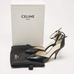 Pre Owned Celine Black Eel Leather Ankle Strap Pumps Size 38