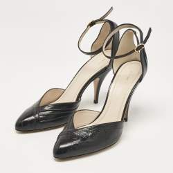 Pre Owned Celine Black Eel Leather Ankle Strap Pumps Size 38