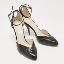 Pre Owned Celine Black Eel Leather Ankle Strap Pumps Size 38