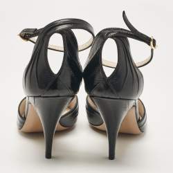 Pre Owned Celine Black Eel Leather Ankle Strap Pumps Size 38