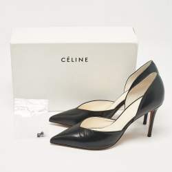 Pre Owned Celine Black Leather D'orsay Pumps Size 38.5