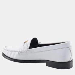 Pre Owned Celine White Leather Triomphe Loafers EU 40