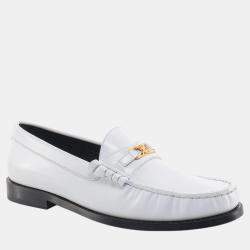 Pre Owned Celine White Leather Triomphe Loafers EU 40