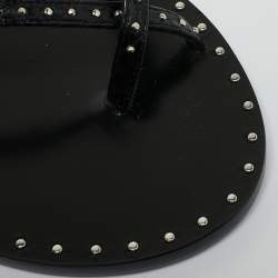Celine Black Leather Studded Ankle Wrap Flat Sandals Size 36
