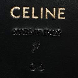 Celine Black Leather Studded Ankle Wrap Flat Sandals Size 36