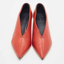 Celine Red Brick Leather V Neck Pumps Size 41