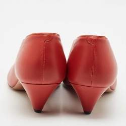 Celine Red Brick Leather V Neck Pumps Size 41