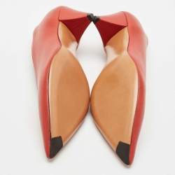 Celine Red Brick Leather V Neck Pumps Size 41