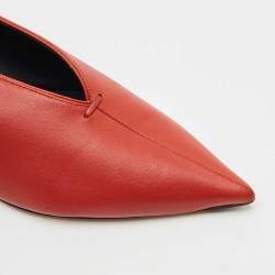 Celine Red Brick Leather V Neck Pumps Size 41