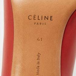 Celine Red Brick Leather V Neck Pumps Size 41