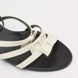 مملوكة مسبقًا Celine White/Black Leather Ankle Strap Sandals Size 38