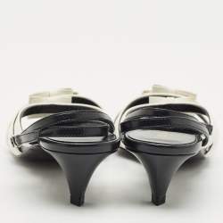 مملوكة مسبقًا Celine White/Black Leather Ankle Strap Sandals Size 38