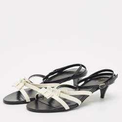 مملوكة مسبقًا Celine White/Black Leather Ankle Strap Sandals Size 38