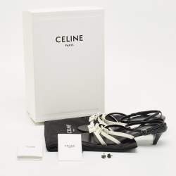 مملوكة مسبقًا Celine White/Black Leather Ankle Strap Sandals Size 38