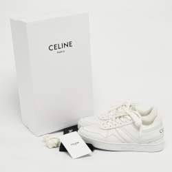 Pre Owned Celine White Leather Logo Low Top Sneakers Size 37