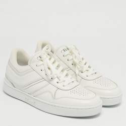 Pre Owned Celine White Leather Logo Low Top Sneakers Size 37