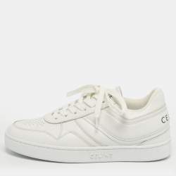 Pre Owned Celine White Leather Logo Low Top Sneakers Size 37