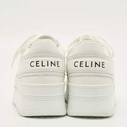 مملوكة مسبقًا Celine Size 36 White Leather Lace Up Block Sneakers