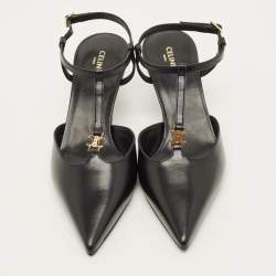 Pre Owned Celine Size 36 Black Leather Slingback Pumps