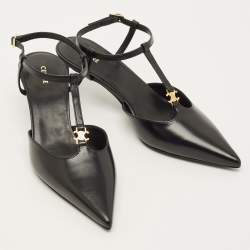 Pre Owned Celine Size 36 Black Leather Slingback Pumps