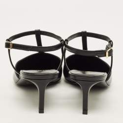 Pre Owned Celine Size 36 Black Leather Slingback Pumps