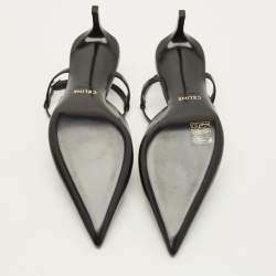 Pre Owned Celine Size 36 Black Leather Slingback Pumps