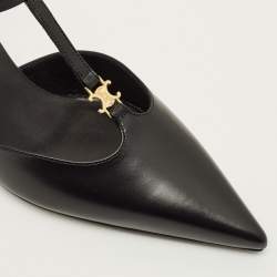 Pre Owned Celine Size 36 Black Leather Slingback Pumps