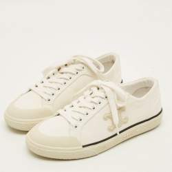 Pre Owned حذاء رياضي سيلين تريومف قماش أبيض مائل للخشب مقاس 35