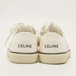 Pre Owned حذاء رياضي سيلين تريومف قماش أبيض مائل للخشب مقاس 35